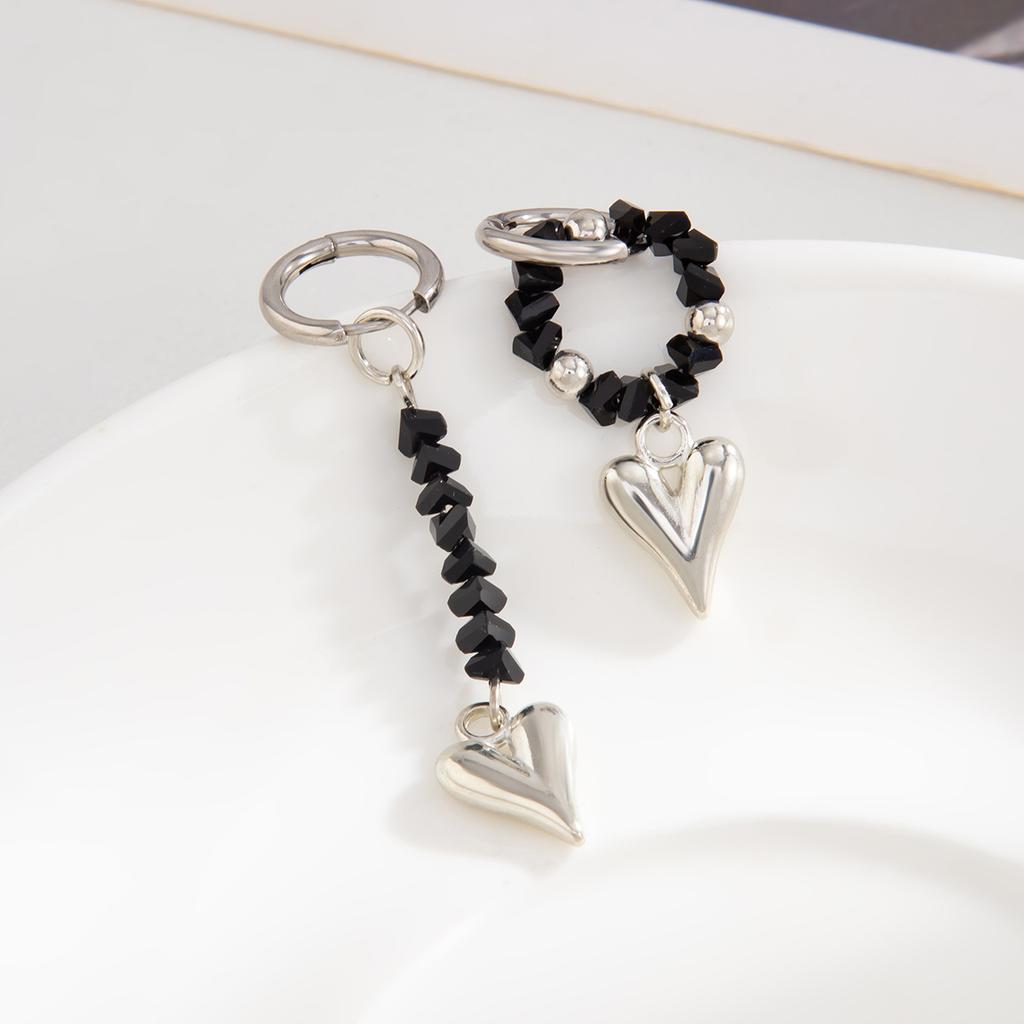 Personality Cold Wind Pentagram Love Pendant Ear Buckle Fashion Irregular Crystal Tassel Ear Ornament Woman