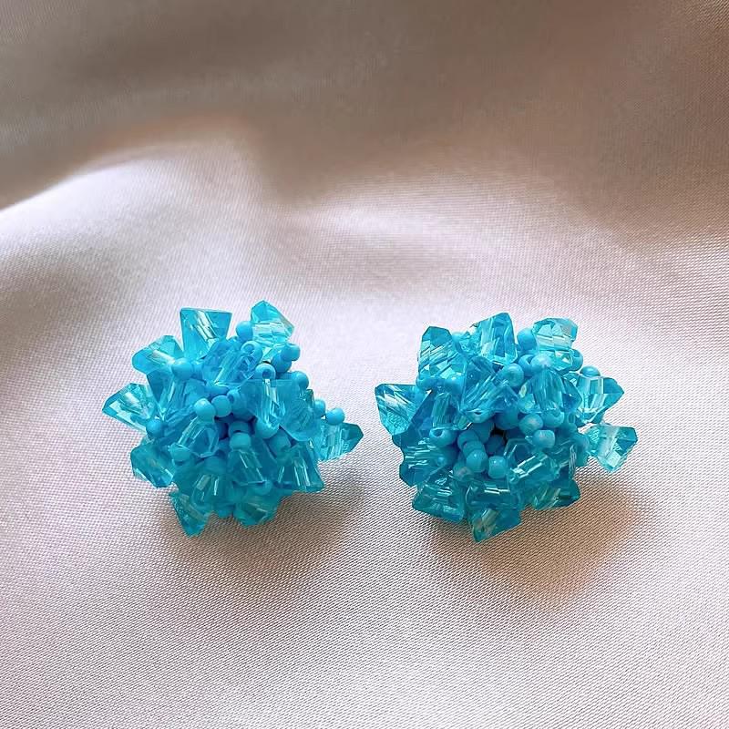 Raffinati Orecchini a Bottone Quadrifoglio Turchese e Cristallo - Elegante Design Geometrico di Alta Gamma per Donna
