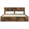 Bed Frame with Storage Space and Headboard Smoked Oak