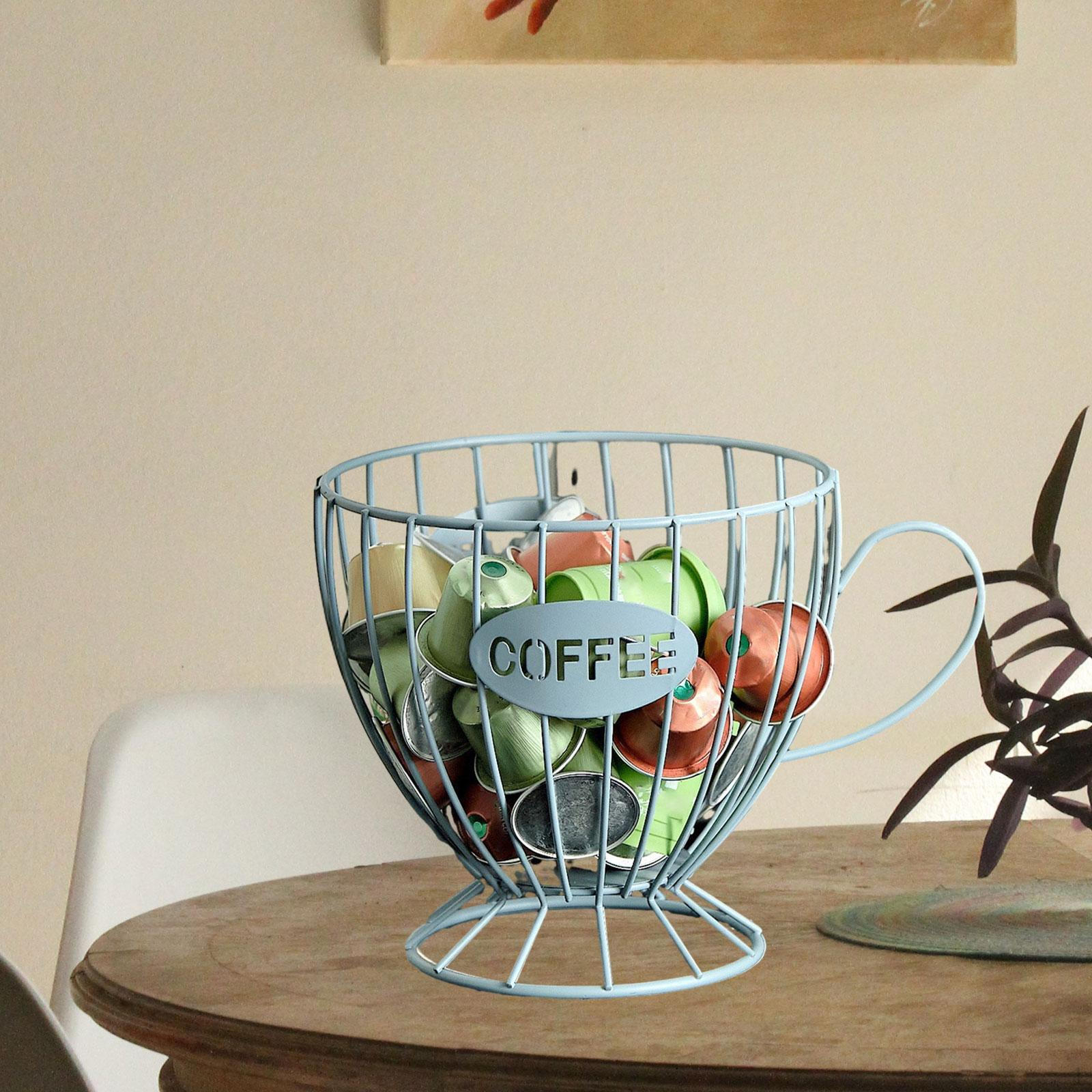 Держатель для кофейных капсул органайзер корзина для хранения закусок большой вместимости контейнер для стола синий 869₽