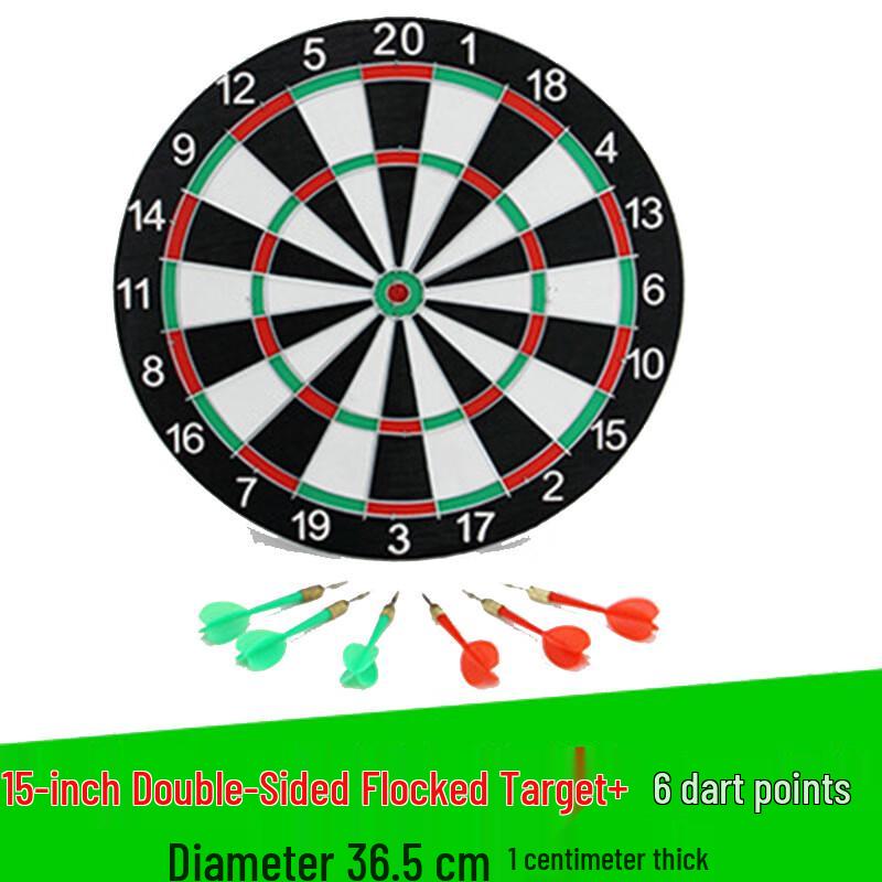 15-inch Double-Sided Flocked Dartboard Set with 6 Darts