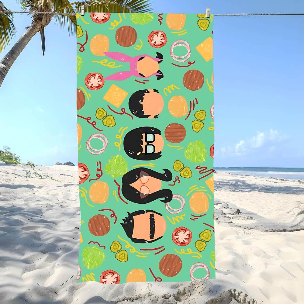 Beach Towel Oversized Casual B-Bob'S Burgerss Towel Super Absorbent Soft Swim Beachtowels For Men, Women