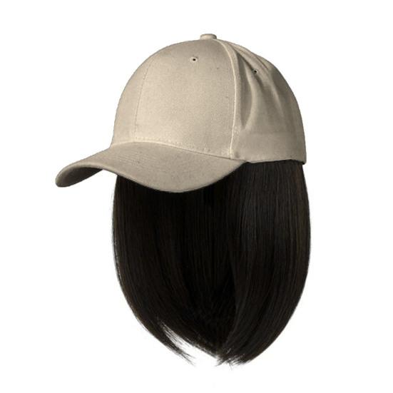 Baseball Hat Short Straight Wig Natural Heat Resistant High Temperature Fiber Girls Brown Black Synthetic Hair Peaked Hat