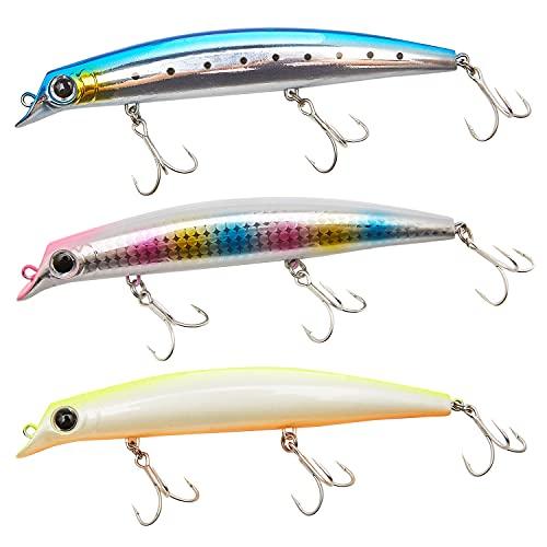 

[Seiran Lure] Floating Minnow Seabass Set 120mm 17g Tungsten Weight Transfer System Seabass Bluefin Lure ST-46 Tribble Hook Equipped