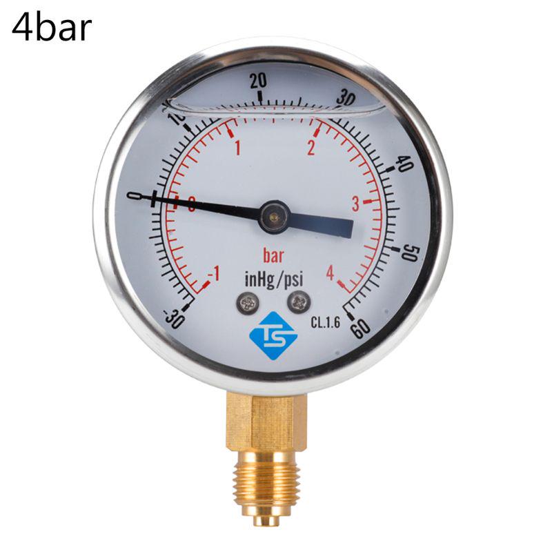 Compound Pressure Vacuum Gauge Glycerine Filled -1/10Bar & -30*Hg 1/4 BSP Bottom Dropship