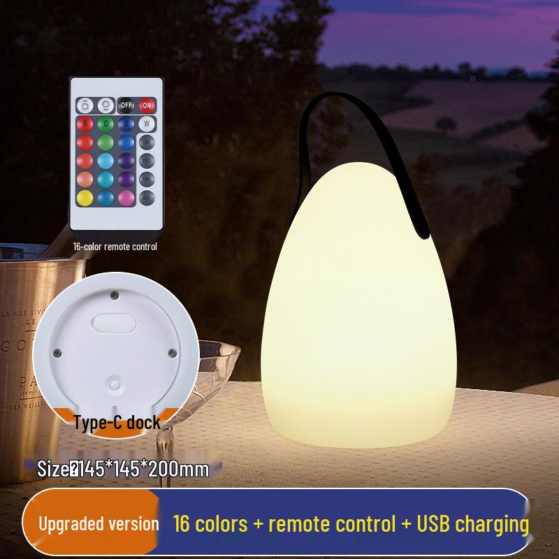 

European-Style LED Table Lamp: Egg-Shaped Remote Control Bedside Night Light with USB Charging for Bedroom Ambiance