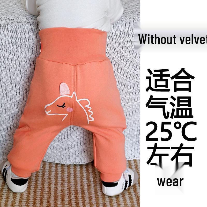 

Baby High Waist Belly Protection Pants, Plus Velvet Thick, for 6-12 Months, Autumn/Winter Style, Big PP Design. 90 cm