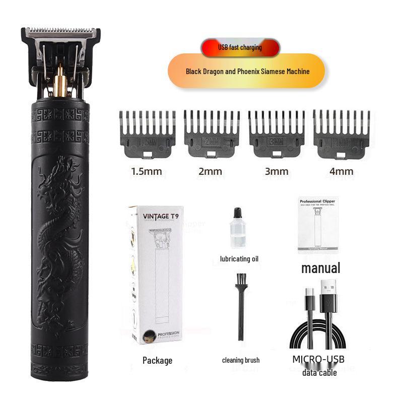 Professional Electric Hair Clipper for Barbers & Home: Precision Carving, Slicked Back Styles, Bald Head Trim.