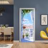 Balcon și grădină Tapet autoadeziv pentru uși 3D PVC Decor autocolant Plajă Soare Peisaj Poster Mural Decal de perete deursticker
