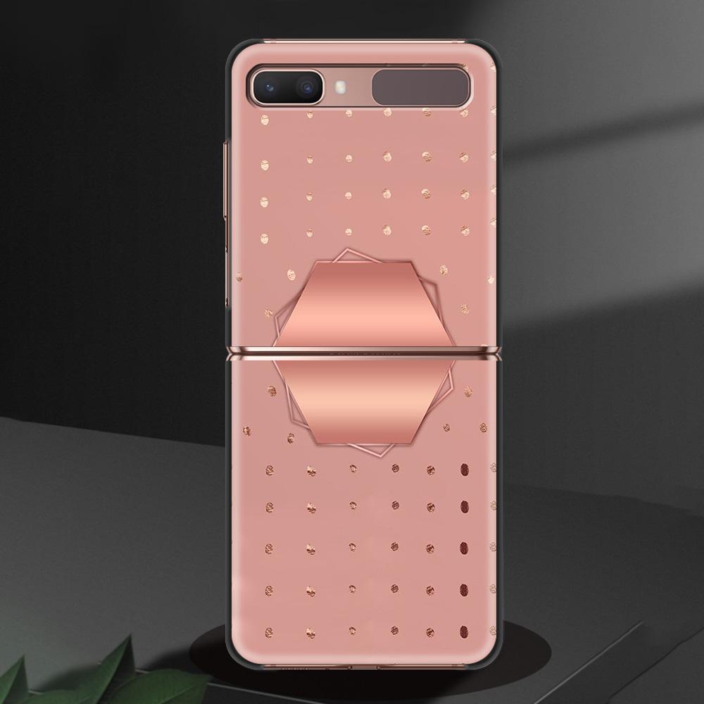 Gold Pink Rose Glitter Hearts Luxury Black Hard Case For Samsung Z Flip Z Flip3 Phone Case For Galaxy Z Flip 5G Foldable Cover