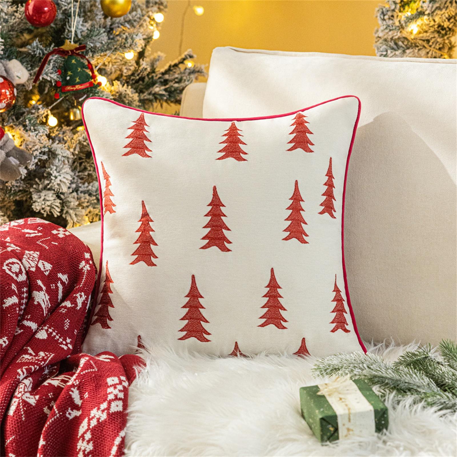 

Christmas Tree Pillowcase 18x18 Inch Christmas Winter Print Decorative Pillowcase Retro Holiday Decorative Throw Pillowcase Sofa Bed Decoration One Size шафрановый