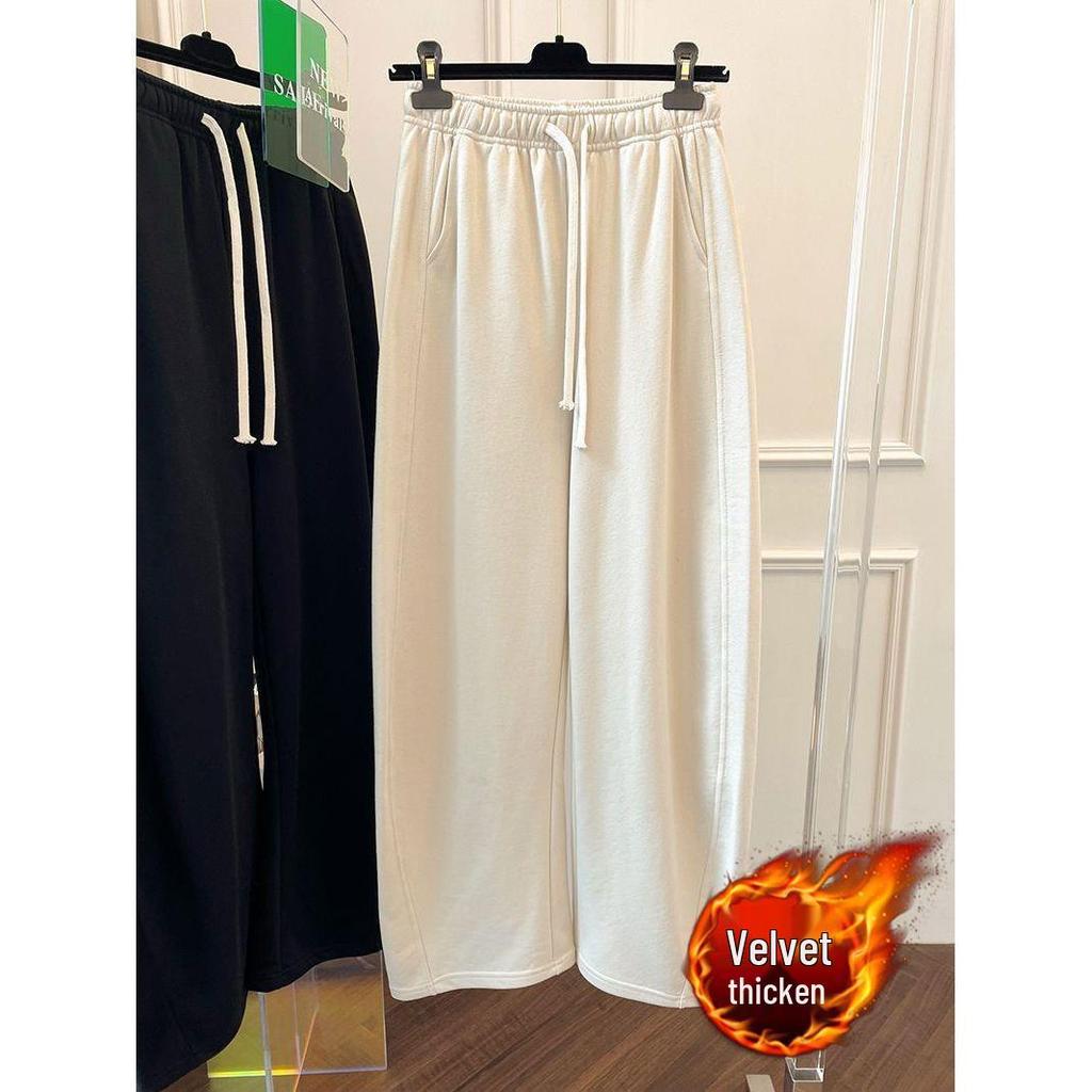 Spring Gray High-Waisted Casual Women's Wide-Leg Sweatpants