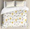 Bee Queen Size Duvet Cover Set Bumble Bees Producing Honey By Filling Honeycombs Cells Themed Graphic Image Print Soft Warm