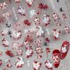 Chinese Sexy Nine-tailed Fox Mask Red Equinox Flowers Tragedy Love Soft Reliefs Self Adhesive Nail Art Stickers Manicure Decals