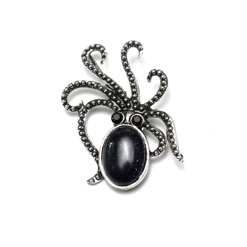 1Pc Colourful Diamonds Gemstones Octopus Brooches, Reiki Healing Crystal Amethyst Agate Opal Gemstone Brooch Pin, Energy Natural Stone Brooch Jewelry