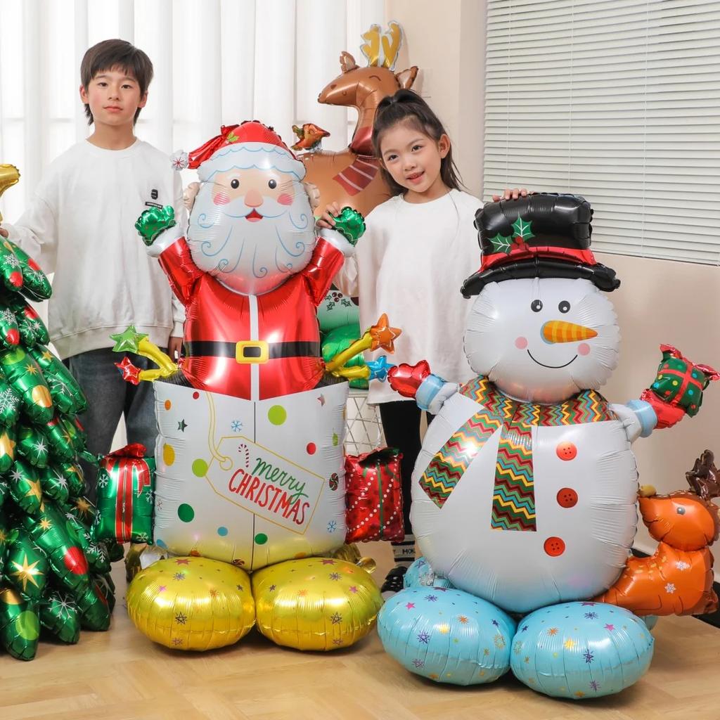 Large Christmas Snowman Foil Balloon Standing Christmas Tree Balloon Santa Claus Gift Box Balloon Christmas Party Decors