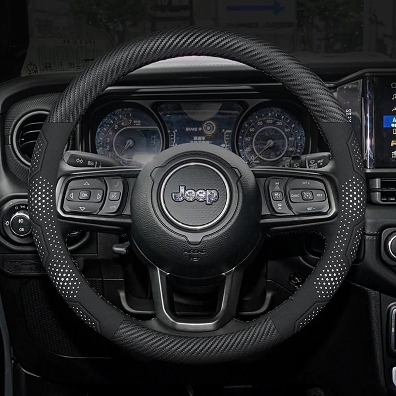 Carbon Fiber Suede Steering Wheel Cover for JEEP SRT Renegade Compass Wrangler Patriot Grand Cherokee Trail Hawk Car Accessories
