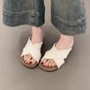 Sheepskin Edition~ Thick Bottom Wedge Heel Woven Cross Strap Roman Slippers Wear Bohemian Holiday Beach Cool Slippers