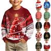 Boys Girls Christmas Print Crewneck Pullover Sweatshirt Casual Comfortable Athletic Top for Holiday