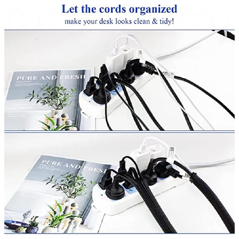 PET Braided Self Closure Cable Sleeve Insulated Cable Flexible Cord Protector Management Sleeve for Home Automotive Desk TV PC