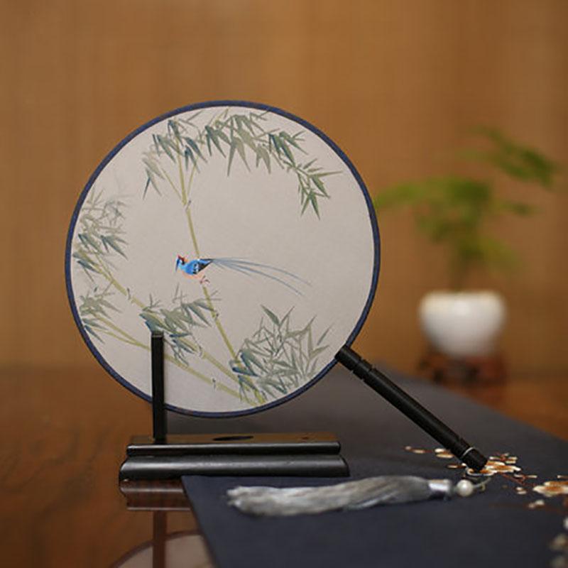 Suzhou-Double-sided Embroidery Hand Held Fan, Round Circular, Hand-embroidered Dance Silk Fan, Chinese Style Gifts, Hanfu Home