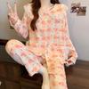 Women's Cartoon Lace Peter Pan Collar Cotton Pajamas - Long Sleeve, Spring/Fall, Winter Style