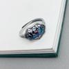 Adjustable 925 Sterling Silver Blue Lotus Ring for Men and Women