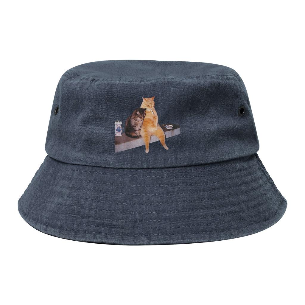 Cappello a secchiello unisex da donna Gatto che fuma Meme Estate Vacanza al mare Fuga Copricapo Pieghevole Escursionismo Pescatore Cappello unisex Cappello Boonie