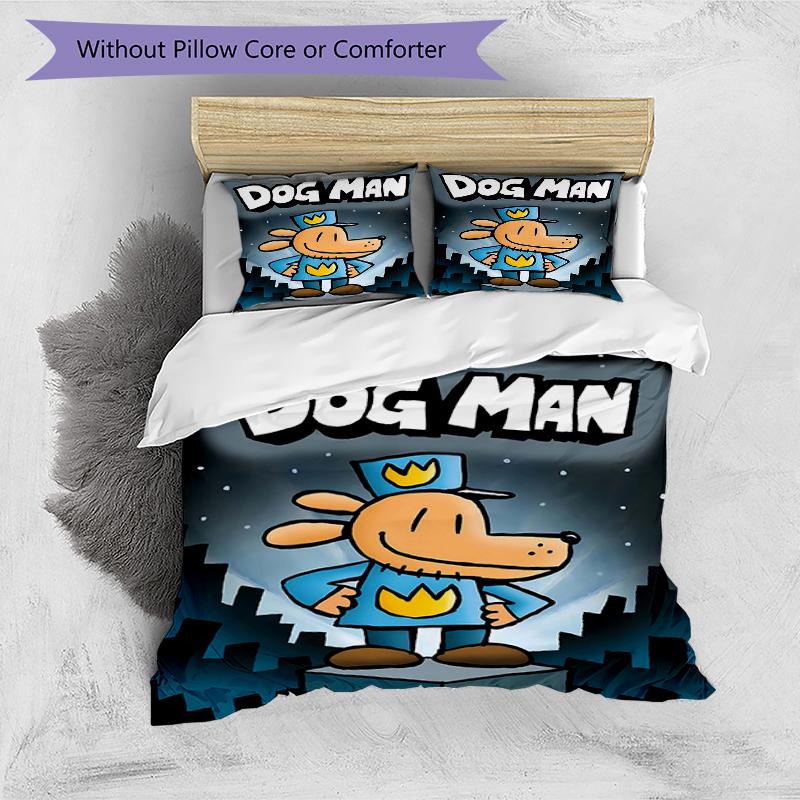 3pcs DogMan1 Design Cover Set - HD Printed Bedding with 1 Cover and 2 Pillowcases - Perfect for Home and Dorm Decor
