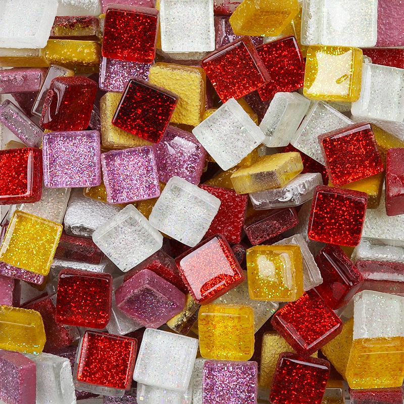 100g Diy Mix Color Glitter Glass Mosaic Stones Mosaic Tiles Glass Pebbles Crafts Material Puzzle For Diy Mosaic Making  Arte