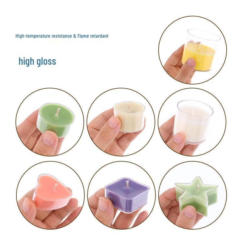PC Tea Light Candle Holder: Flame Retardant Heart-Shaped Clear Plastic Cup