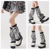 Punk Ruffled Trim Leg Warmers Subcultures Leopard Print Patchwork Denims Leg Cover Baggy Loose Flared Socks for Women