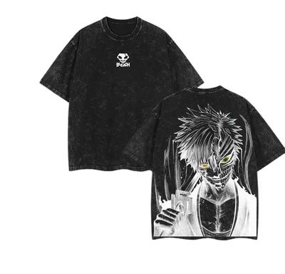 Anime Bleach Kurosaki Ichigo Print Tshirt Men Women Oneck Vintage Washed Cotton Summer Tee Oversize Streetwear YK Fashion Top
