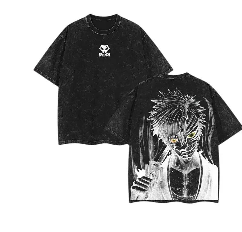 

Anime Bleach Kurosaki Ichigo Print Tshirt Men Women Oneck Vintage Washed Cotton Summer Tee Oversize Streetwear YK Fashion Top S