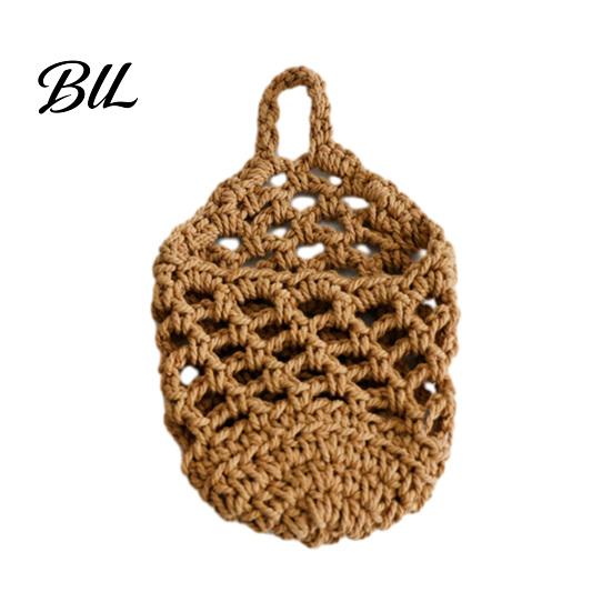 Breathable Plant Pot Holder Storage Basket with Handle Wall Hanging Baskets Planter for Herbs Hand-Woven Cotton Rope Planters Fruits Plants Decorative Small хаки
