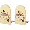 Book Ends Mushroom Butterflys Vintage Hippie Bookends for Shelves To Hold Books Heavy Duty Non-Slip Book Stoppers Wood Decorative Home Office