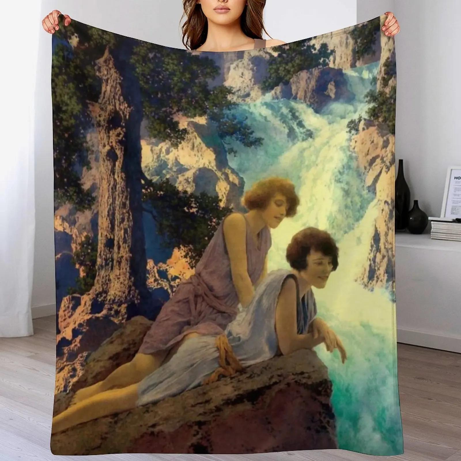 Maxfield Parrish Waterfall Throw Blanket Plush Fuzzy Cozy Blanket for Couch Sofa 102x76cm(40x30in)