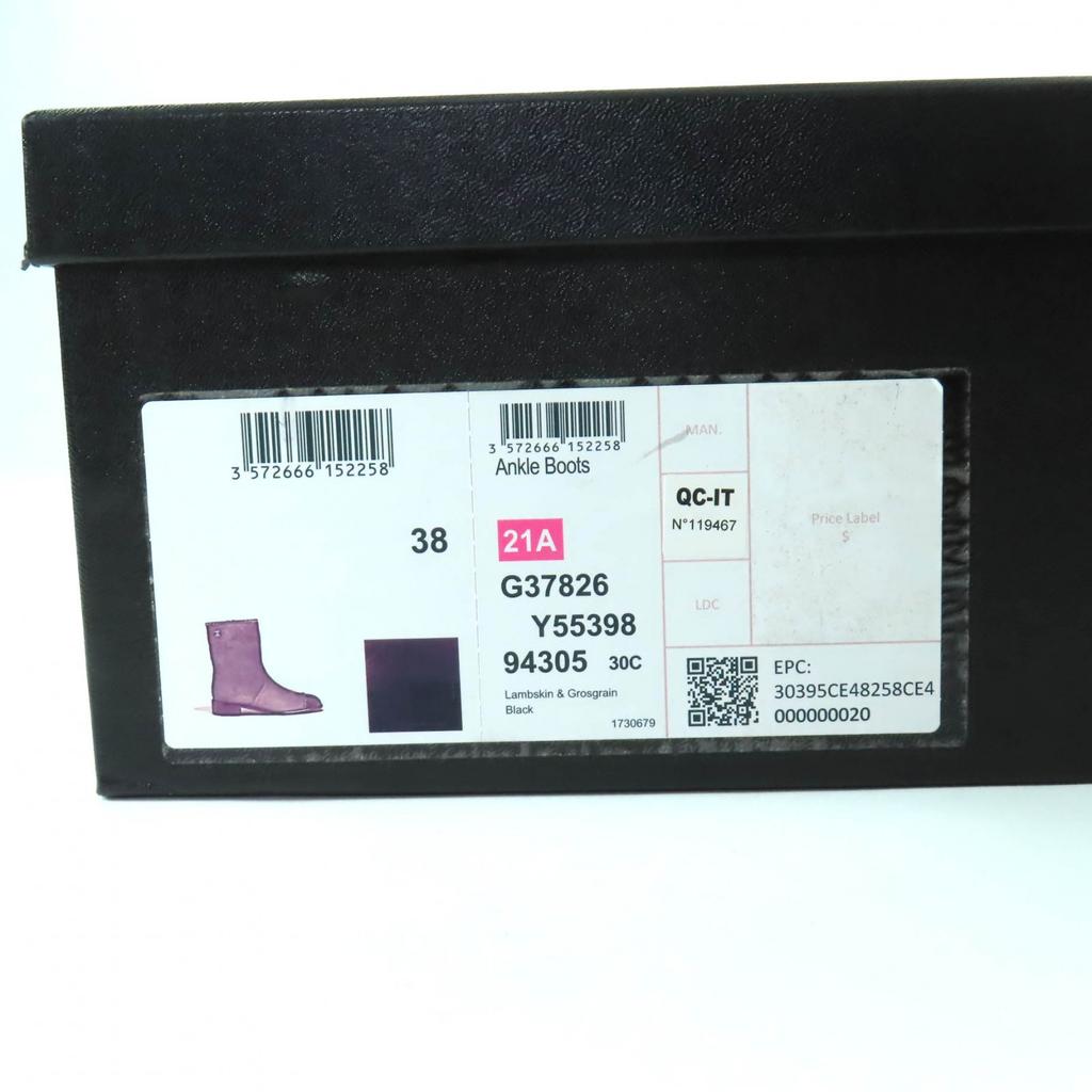 Great CHANEL short boots black leather Women 38 G37826 Used