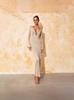 V-Neck Long Sleeve Knit Dress with Ring Open Back