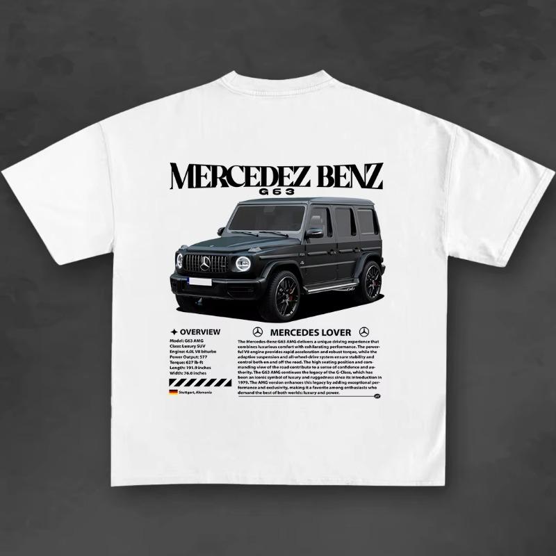 2025 Potištěné Vintage Tričko Bavlna Vzor Mercedes Benz Krátký Rukáv Streetový Trend Hip Hop Harajuku Unisex a Unisexová Trička