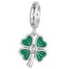 Four-leaf Clover with Crystal Center Charm Silver Pendant Beads Silver 925
