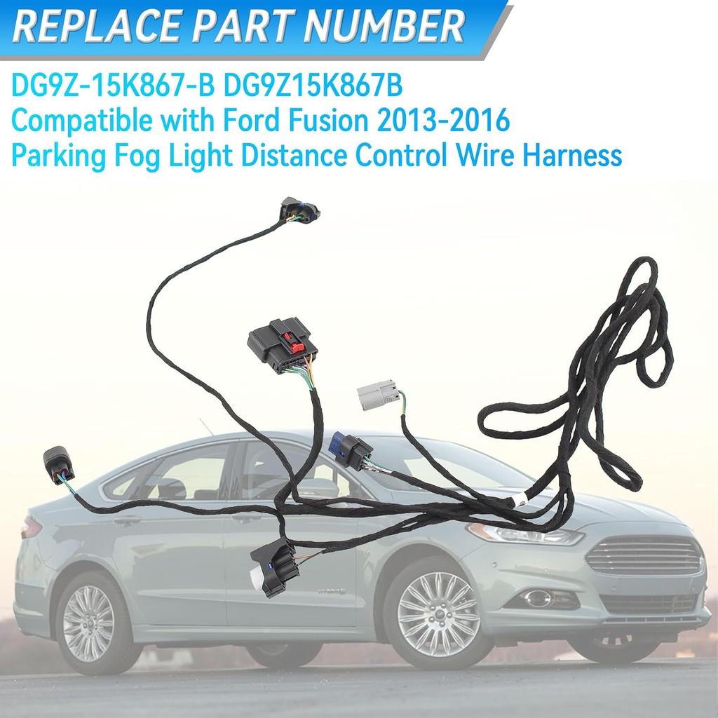 Headlight Wiring Harness DG9Z-15K867-B DG9Z15K867B Compatible with Ford Fusion 2013-2016