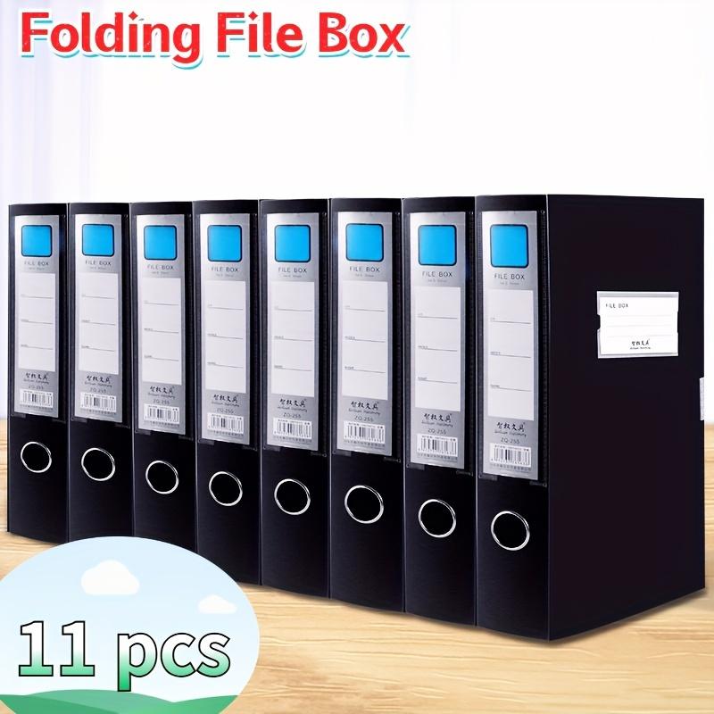 11pcs 7.5cm Blue File Box Thickened Folding Black File Box A4 Data Test Paper Storage Box Large Capacity Office Supplies