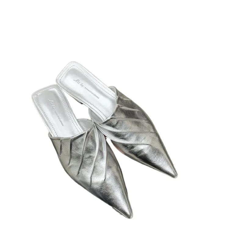 Chaussures Femme Mode en Vente 2024 Nouveaux Slingbacks Pantoufles Femme Automne Bout Pointu Uni Décontracté Plates Confortables Chaussures de Bureau pour Dames