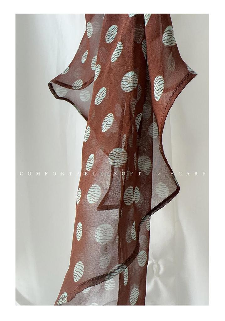 Smart Polka Dot Silk Scarf: Luxury Georgette Mulberry Shawl for Women - Spring/Summer Multifunctional Accessory