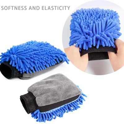 1/2pcs Car Wash Gloves Waterproof Microfibre Chenille Gloves Double Sided Soft Cleaning Gloves Car Care Car Body Detailing Tools