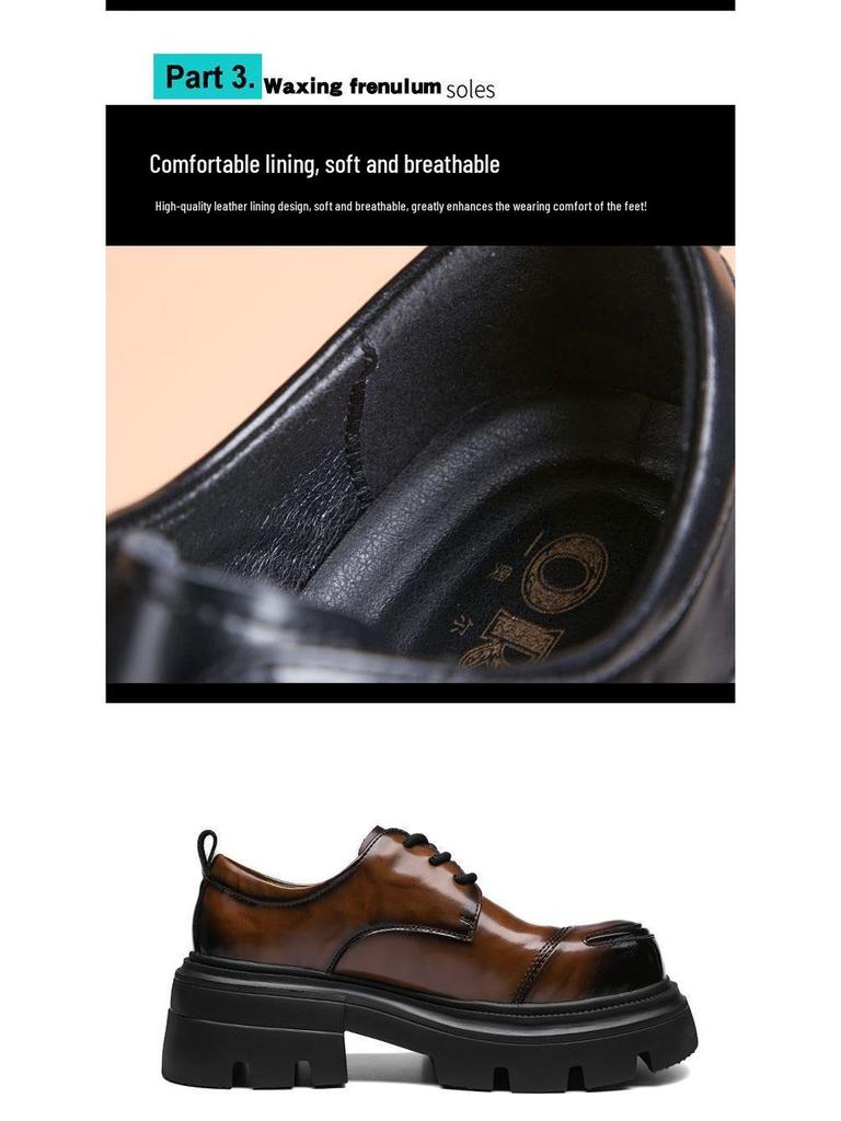 Pánske ležérne topánky z pravej kože na zvýšenie výšky z roku 2025: Hrubá podrážka, priedušná, všestranná, formálny britský štýl