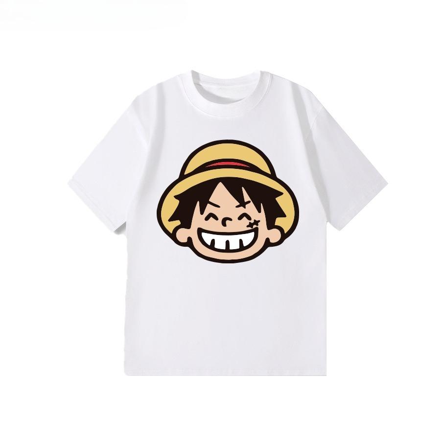 Bandai One Piece Luffy Anime TShirt Spring Summer New Japanese Style Loose Casual Short Sleeve for Unisex Women