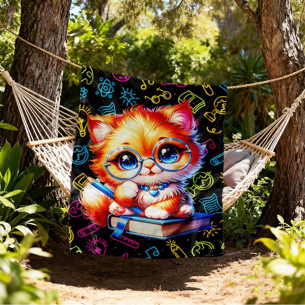 

Kitty Study Outdoor Flannel Blankets, Outdoor travel, Home Blankets, Fan Gifts,Suitable for All Seasons, Christmas Gifts. R1127018 80x120cm