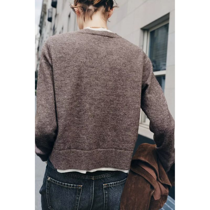 Za New Fall Women's Clothing 2025 Fashion Style Fashion All-Match Contrast Color Knitting Outwear 2142198 706